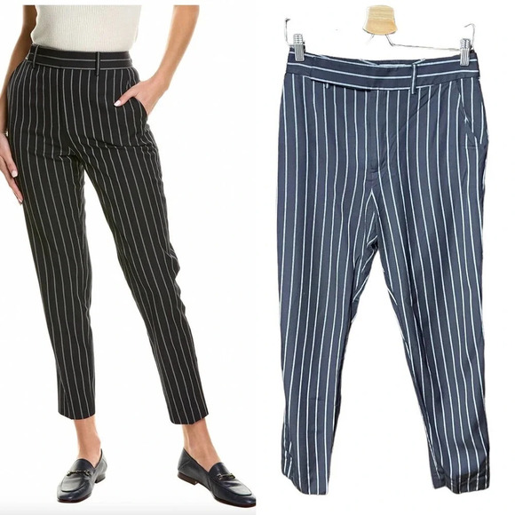 Equipment Warsaw Wool-blend Trouser In Black Pinstripe Size 4 - Picture 1 of 11